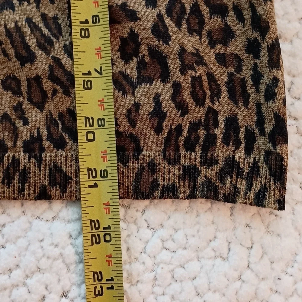Lauren Ralph Lauren Womens Pullover Sweater Brown Leopard Sleeveless Pet…